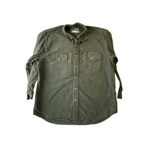 VINTAGE Field & Stream Men Button Up Shirt XL Green Flannel Western Long Sleeve